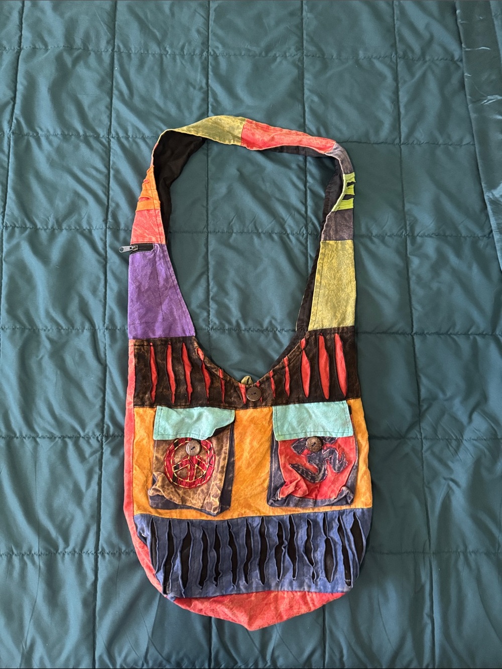 Bohemian Multicolor Patchwork Fringe Shoulder Bag